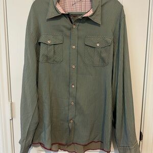 Arnold Zimberg Long Sleeve Cotton Silk Blend Men’s Stripped Button Down Shirt